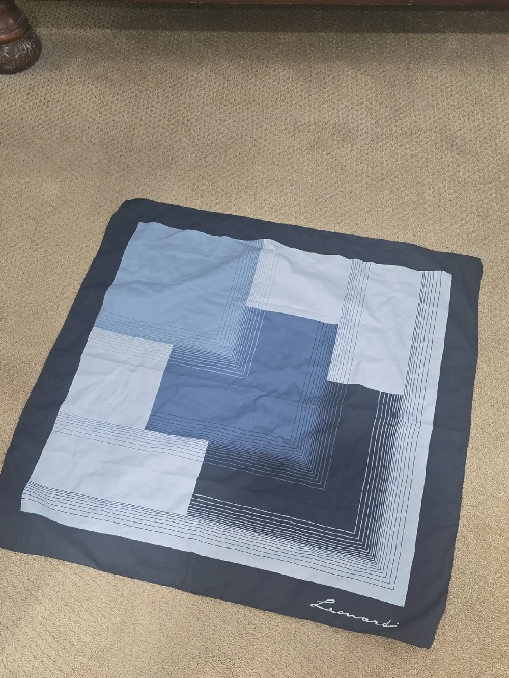 Leonard Navy & Light Blue Geometric Silk‎ Scarf